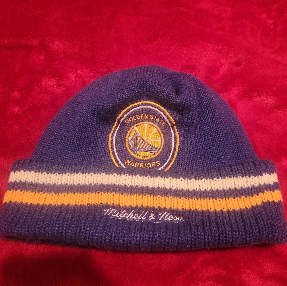 Mitchell & Ness Golden State Warrios NBA SanFrancisco Blue Acrylic Beanie OSFA
